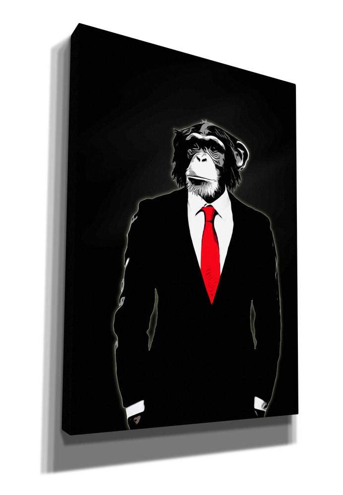 Cortesi Home CH-CA182643 "Domesticated Monkey" By Nicklaus Gustafson Gisele Canvas Wall Art, 18"X26", Black - Image 2